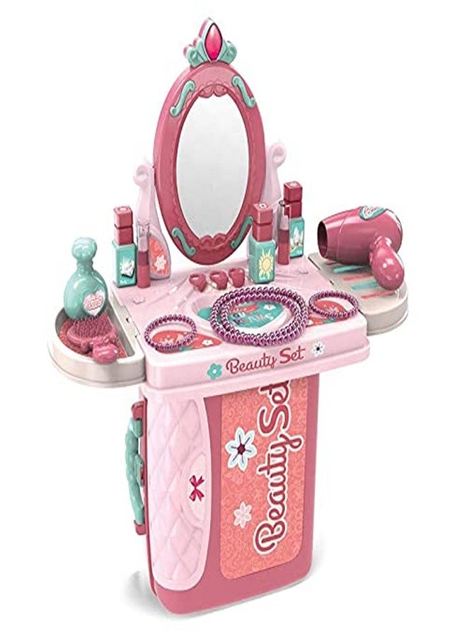 OBLETTER Kids 3 in 1 Multi Function with Makeup Beauty Pretend Play Set Portable Suitcase Design for Kids - Image 3