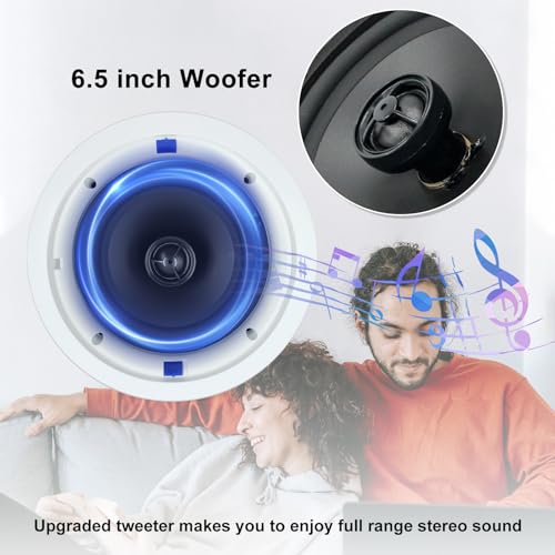 Herdio 6.5 inch 640 Watts Ceiling Speakers 2 Way Flush Mount Passive for Office,Kitchen,Living Room(4 Speakers) - Image 3