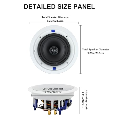 Herdio 6.5 inch 640 Watts Ceiling Speakers 2 Way Flush Mount Passive for Office,Kitchen,Living Room(4 Speakers) - Image 4