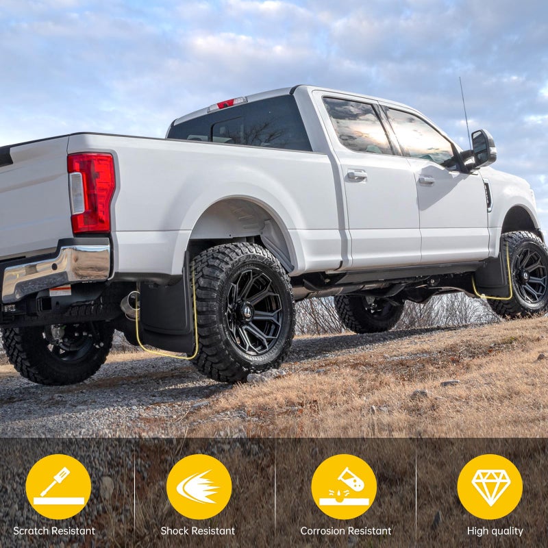 JTYZSM Mud Flaps for 2017-2024 Ford F-250/F-350 Super Duty Without OEM Fender Flares (Single Rear Wheels), No Drill Splash Guards Front & Rear Truck Mud Guards Accessories Set(4pcs) - Image 5