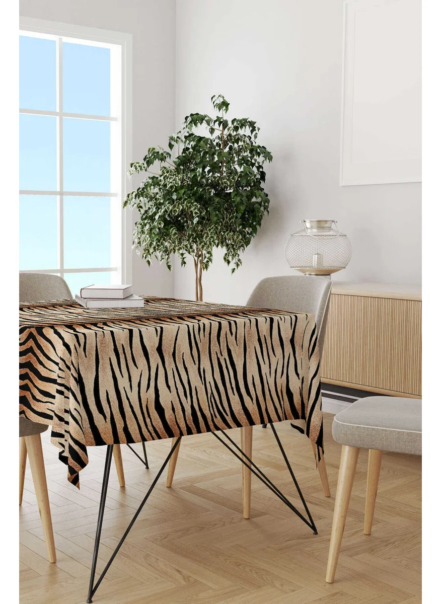 كانغو هوم Brown Black Zebra Patterned Digital Printed Tablecloth CGH366-MS