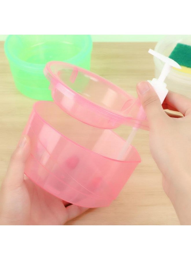 divinezon Double Layer Liquid soap Dispenser with Pump and Sponge | 15 x 16 x 17 CM | Multi-Color - Image 5