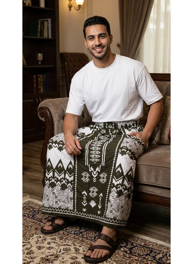 Elastic waist wrap with side pocket for men, men's towel wrap, very comfortable and cool summer men's sarong, suitable for home, sleep, athletes, and prayer times. - Image 1