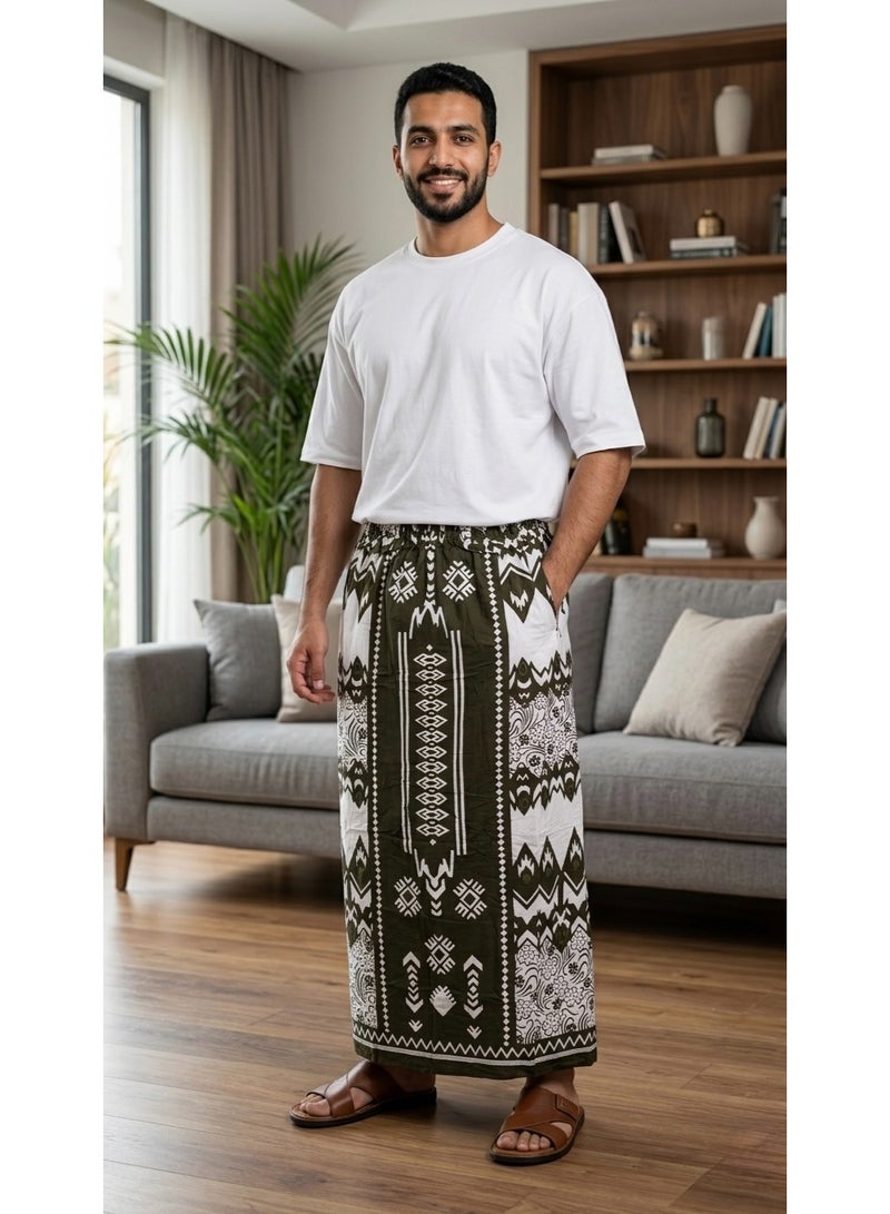 Elastic waist wrap with side pocket for men, men's towel wrap, very comfortable and cool summer men's sarong, suitable for home, sleep, athletes, and prayer times. - Image 4