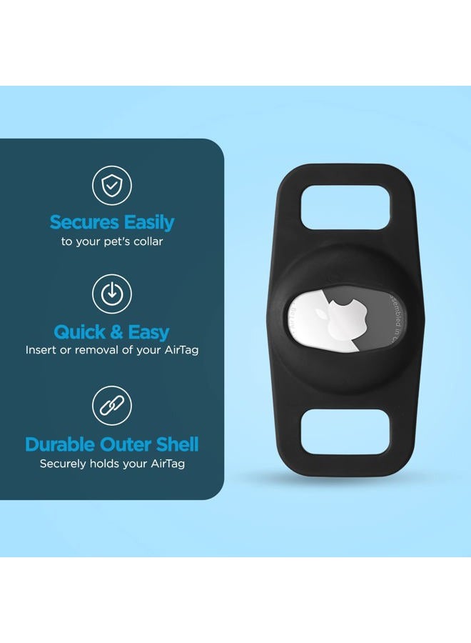 CASE-MATE حامل طوق الكلب Airtag - عبوة 2 - متين، مقاوم للماء، خفيف الوزن، وحامل Airtag واقي - سهل الإدخال في حلقة طوق الحيوانات الأليفة - متوافق مع أطواق القطط/الكلاب - أسود - Image 3
