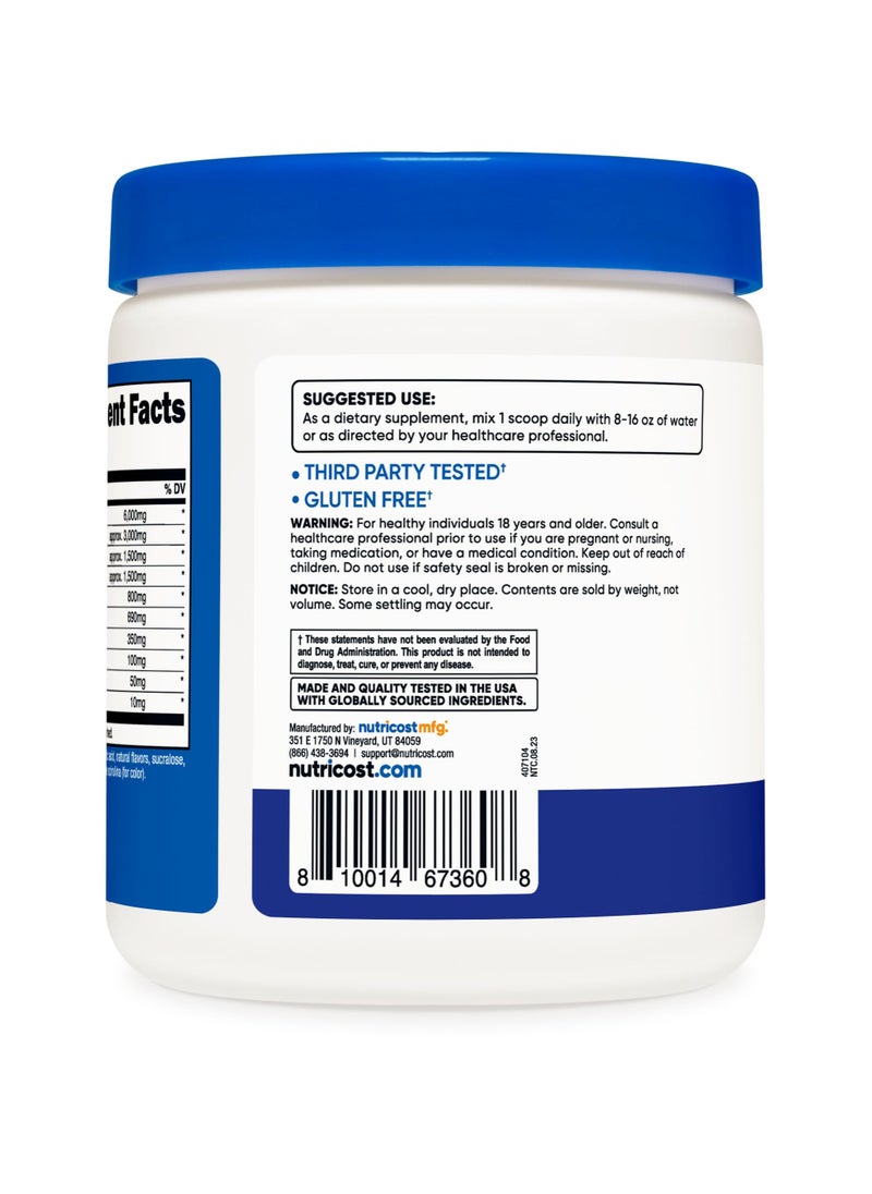 EAA Essential Amino Acids, 8g EAA Per Serving 30 SERVINGS | 330 G per container Blue Raspberry Naturally And Artificially Flavored Net WT. 11.8 OZ (330 G)