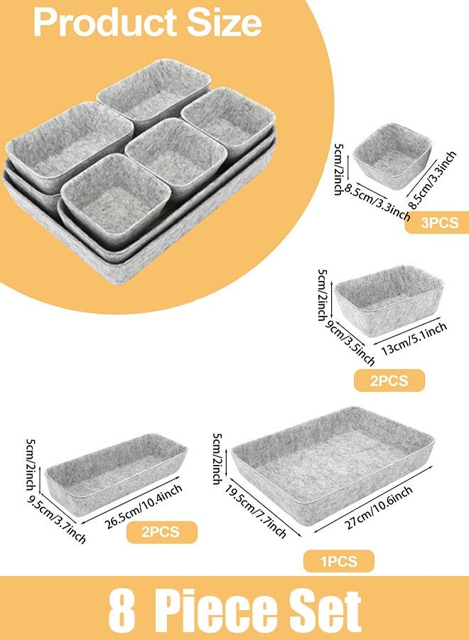 Jyelux Felt Drawer Organiser, 8 PCS Drawer Organiser Set, Stackable Storage Boxes, Makeup Drawer Organiser, Felt Basket for Desk, Dressing Table, Bedside Table - Image 2