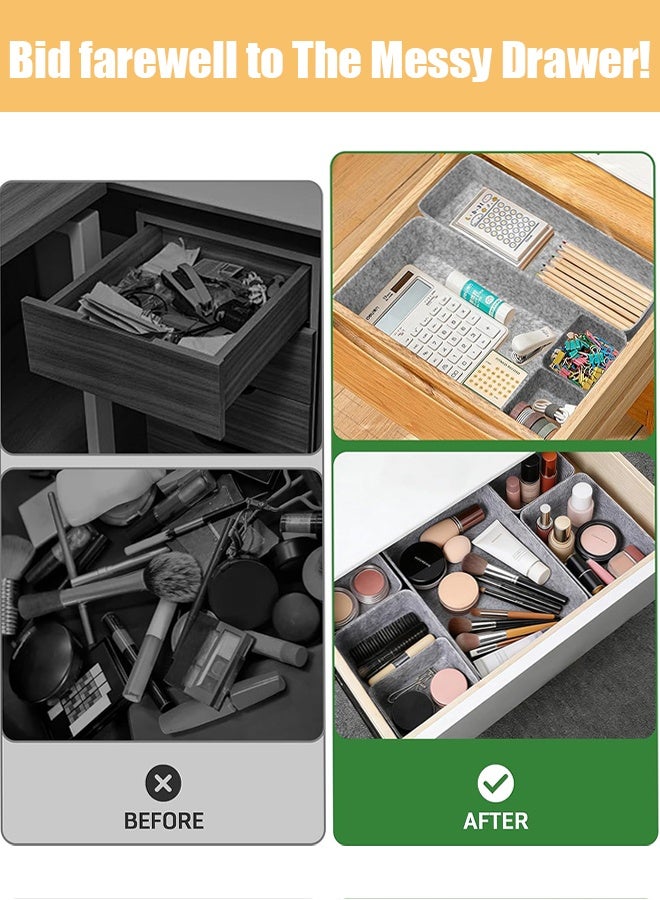 Jyelux Felt Drawer Organiser, 8 PCS Drawer Organiser Set, Stackable Storage Boxes, Makeup Drawer Organiser, Felt Basket for Desk, Dressing Table, Bedside Table - Image 4