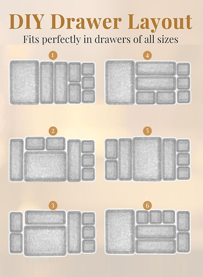 Jyelux Felt Drawer Organiser, 8 PCS Drawer Organiser Set, Stackable Storage Boxes, Makeup Drawer Organiser, Felt Basket for Desk, Dressing Table, Bedside Table - Image 5