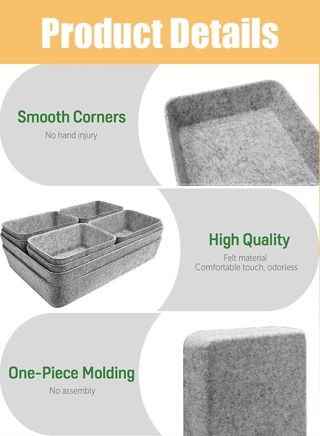 Jyelux Felt Drawer Organiser, 8 PCS Drawer Organiser Set, Stackable Storage Boxes, Makeup Drawer Organiser, Felt Basket for Desk, Dressing Table, Bedside Table - Image 3