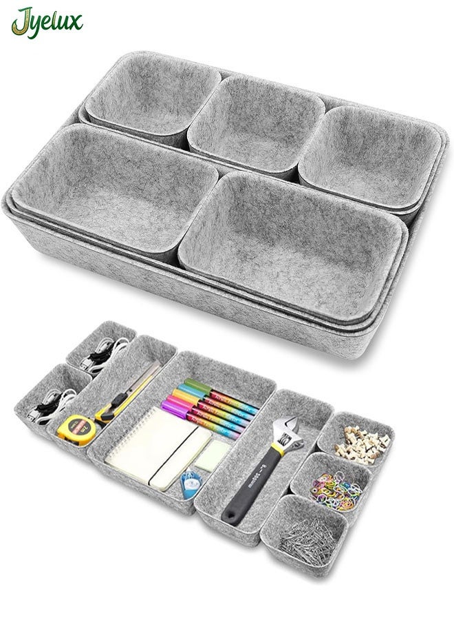 Jyelux Felt Drawer Organiser, 8 PCS Drawer Organiser Set, Stackable Storage Boxes, Makeup Drawer Organiser, Felt Basket for Desk, Dressing Table, Bedside Table - Image 1