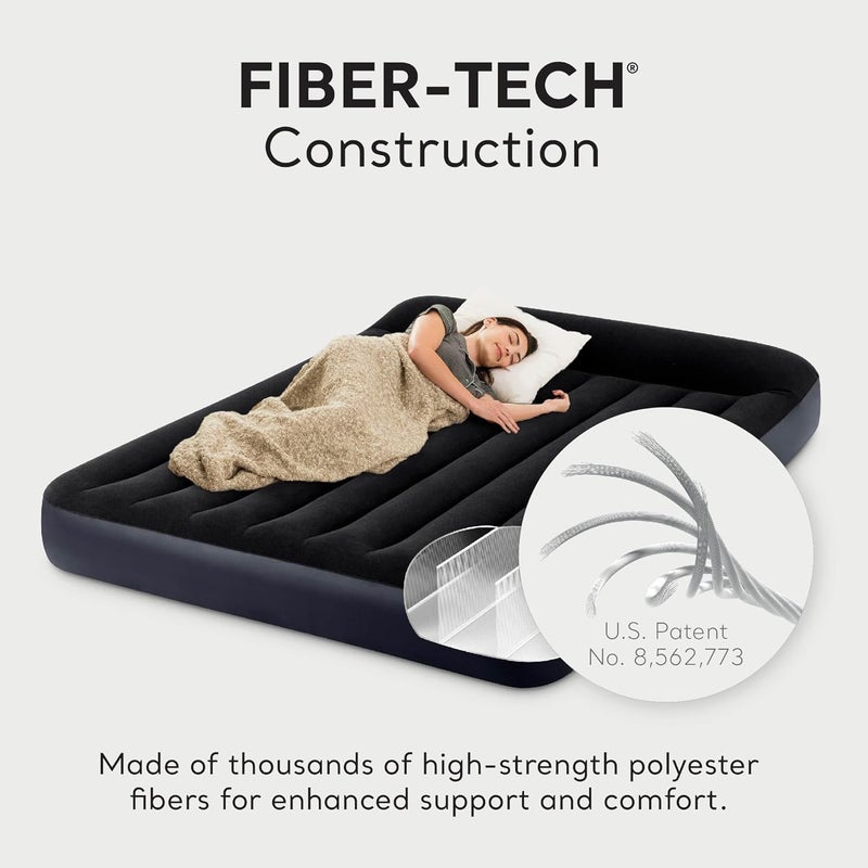 Intex 64765E Dura-Beam Standard Classic Air Mattress with Inflatable Pillows: Fiber-Tech - Queen Size - Hand Pump - 10in Bed Height - 600lb Weight Capacity - Image 4