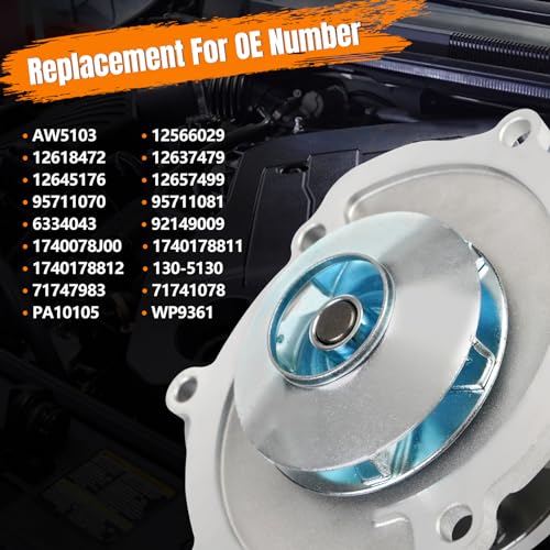 BHB Water Pump Kit With Gasket Compatible With Buick Enclave Cadillac SRX CTS Chevy Traverse Equinox Camaro GMC Acadia Pontiac SAAB Saturn Suzuki V6 Engine Replacement For AW5103 130-5130 252-962 - Image 5