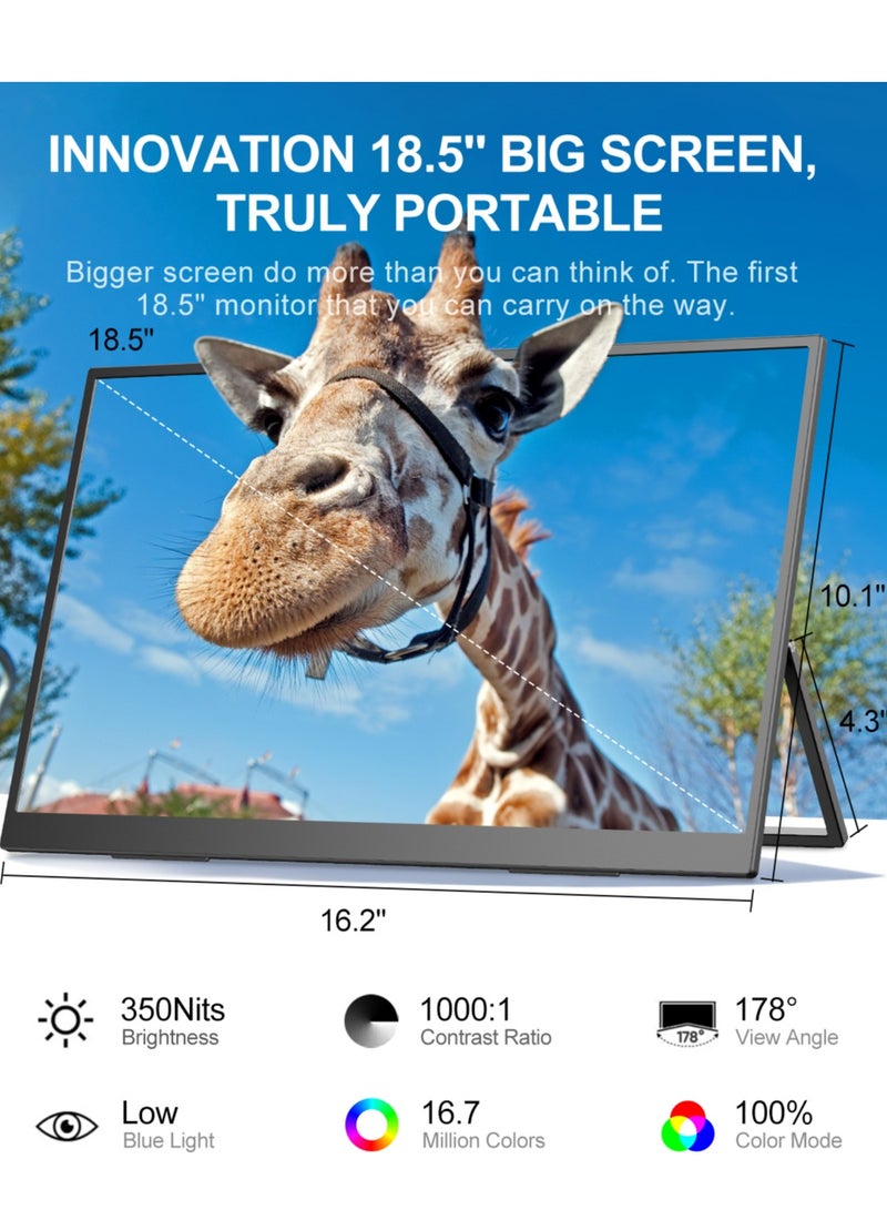 أوبيرفكت شاشة ألعاب محمولة UPERFECT مقاس 18.5 بوصة بتردد 120 هرتز ودقة 1920*1080 FHD IPS بتصميم فائق النحافة وشاشة محمولة 100% sRGB لأجهزة الكمبيوتر المحمولة والهواتف الذكية وأجهزة XBO Switch PS4/5، بهيكل معدني وقابلة للتثبيت على حامل VESA - Image 2
