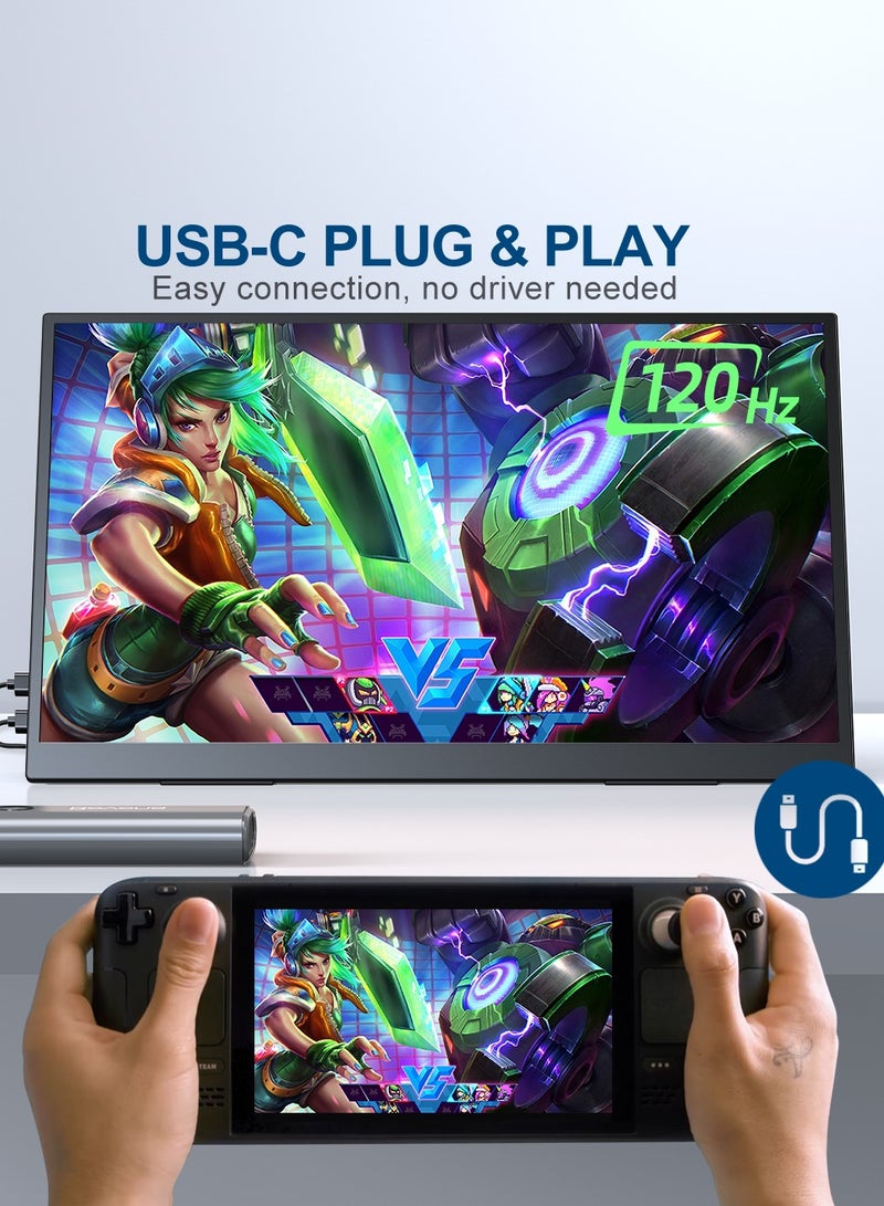أوبيرفكت شاشة ألعاب محمولة UPERFECT مقاس 18.5 بوصة بتردد 120 هرتز ودقة 1920*1080 FHD IPS بتصميم فائق النحافة وشاشة محمولة 100% sRGB لأجهزة الكمبيوتر المحمولة والهواتف الذكية وأجهزة XBO Switch PS4/5، بهيكل معدني وقابلة للتثبيت على حامل VESA - Image 4
