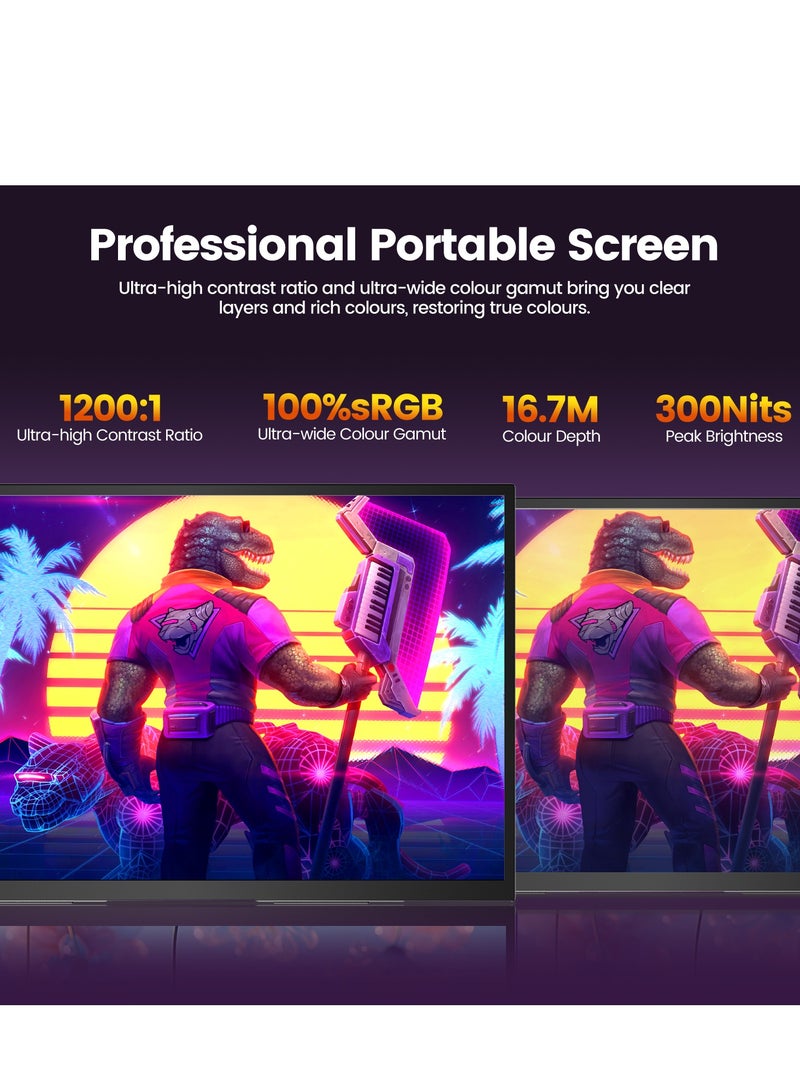 أوبيرفكت شاشة ألعاب محمولة UPERFECT مقاس 18.5 بوصة بتردد 120 هرتز ودقة 1920*1080 FHD IPS بتصميم فائق النحافة وشاشة محمولة 100% sRGB لأجهزة الكمبيوتر المحمولة والهواتف الذكية وأجهزة XBO Switch PS4/5، بهيكل معدني وقابلة للتثبيت على حامل VESA - Image 5