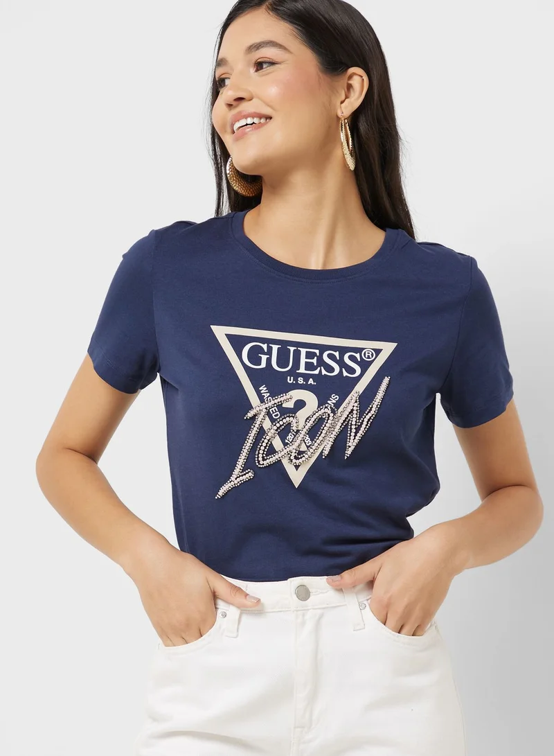 GUESS Graphic Crew Neck T-Shirt