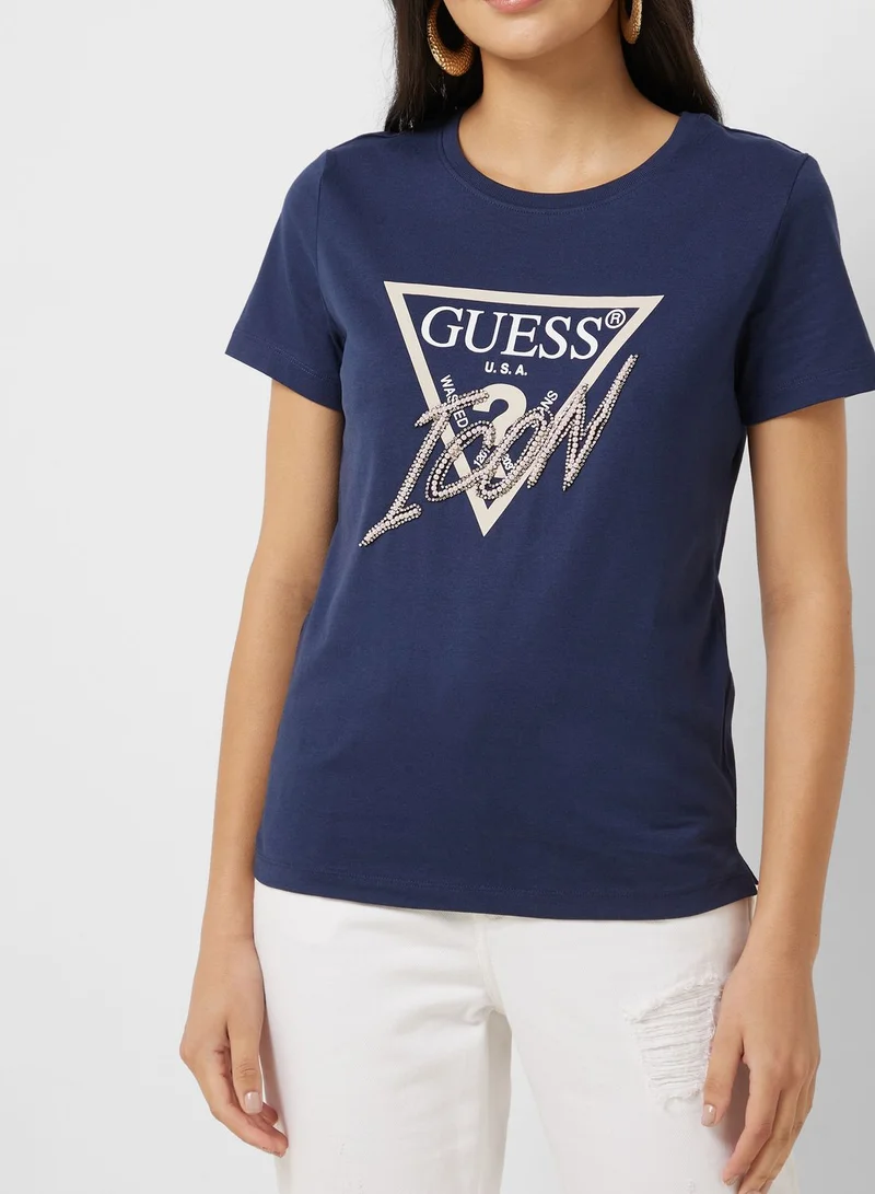 GUESS Graphic Crew Neck T-Shirt