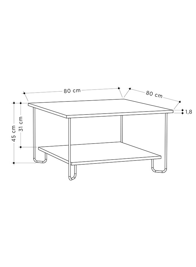 موراه هوم Marbo Modern Square Coffee Table Centre Table For Living Room Office Industrial Sofe Table With Metal Legs Versatile Design| For Small Spaces Living Room|80X80X45Cm (Oak/Marble Black) - Image 5