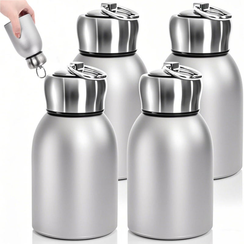 AVLA 4 Pack 10oz Mini Stainless Steel Water Bottle, Vacuum Insulated Sport Tumbler Cup, Leak-Proof Travel Coffee Mug for Hot and Cold Drinks, Women Gifts, Lunch Bag Camping Hiking Trips, Silver - Image 1