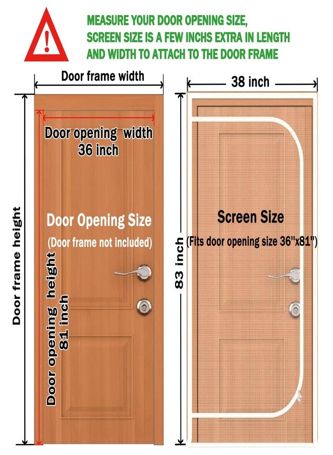 QWR Upgraded Pet Screen Door,Fits Door Opening Size 36''x 81'',Thickened Cat Resistant Mesh Screen Door for Living Room,Kitchen,Bedroom,Cat Proof Screen with Zipper Closure. - Image 2