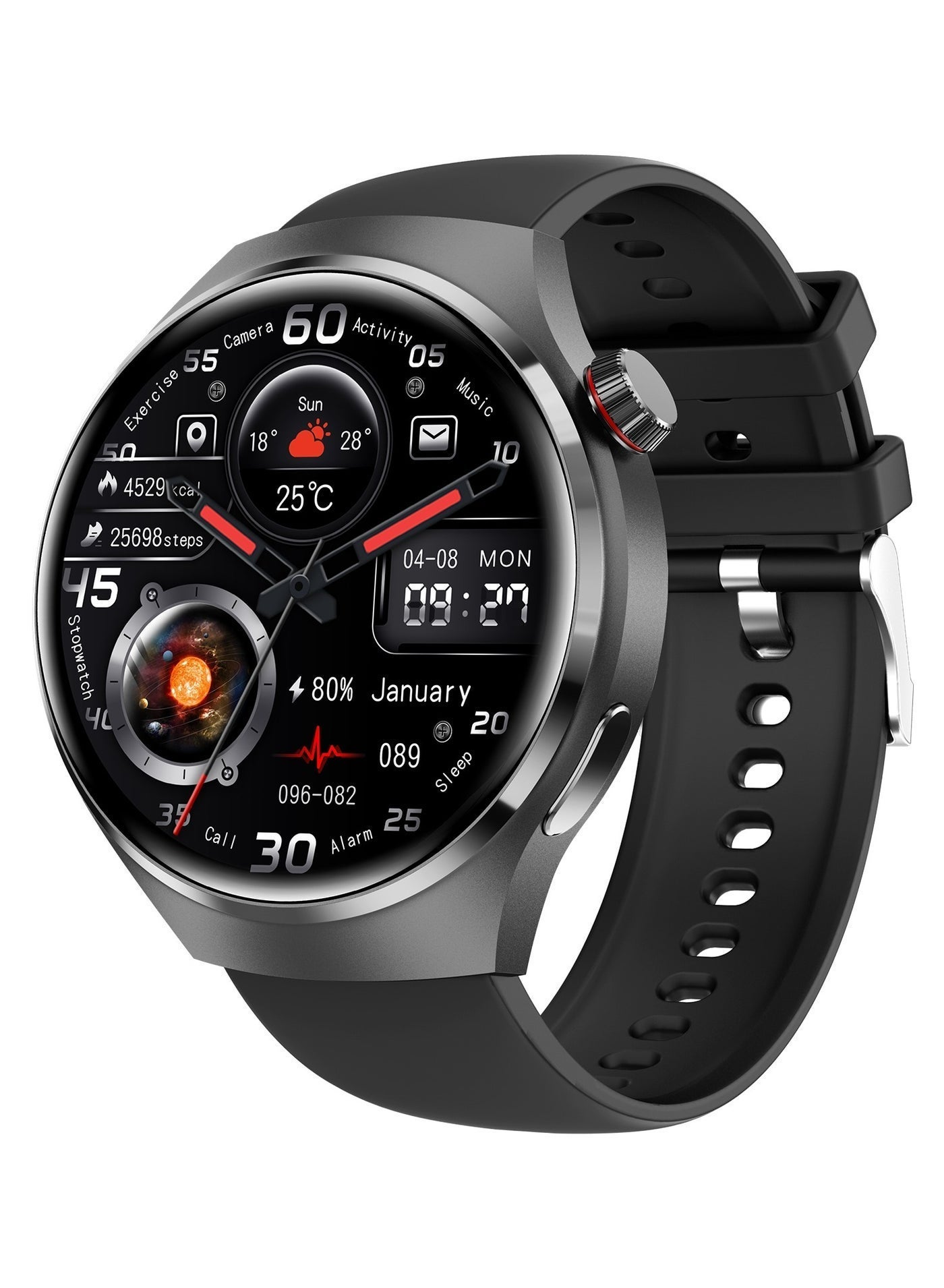 GT4 PRO Smart Watch with Bluetooth Calling Function (Answer/Make Calls), featuring sports and health tracking capabilities, compatible with iPhone and Android systems (Black)