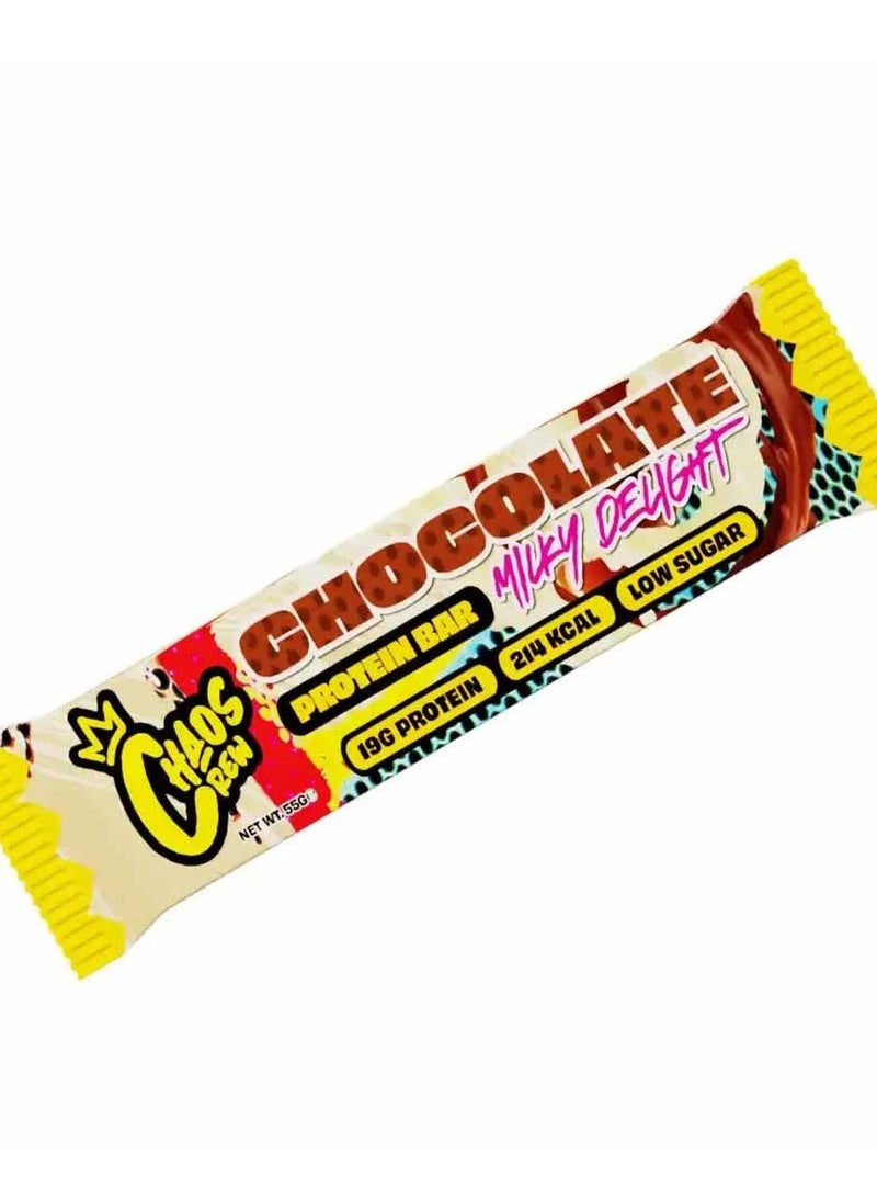 CHAOS CREW, PROTEIN BAR, CHOCOLATE MILKY DELIGHT,55G PACK OF 12 - Image 2