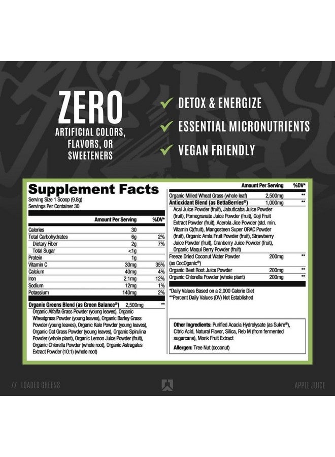 RYSE Up Supplements RYSE Loaded Greens Superfood Powder - Apple Juice - Daily Supplement with Greens Balance, BettaBerries & Sukre Fiber - Supports Digestion, Immunity & Energy - No Artificial Sweeteners - 30 Servings - Image 2