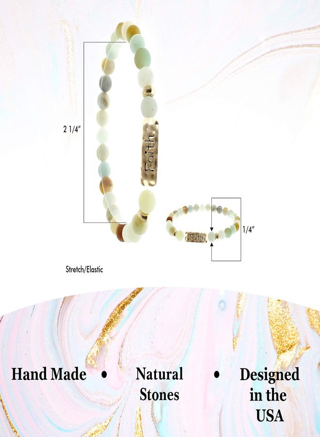 NTLX Christian Bracelets for Women – Faith Bracelet – Natural Stone Stretch Message Bracelet – Inspirational Message Jewelry - Great Gift (Light-Multi Turquoise) - Image 4