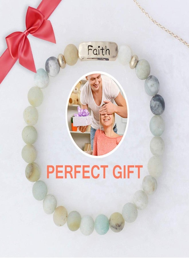 NTLX Christian Bracelets for Women – Faith Bracelet – Natural Stone Stretch Message Bracelet – Inspirational Message Jewelry - Great Gift (Light-Multi Turquoise) - Image 3