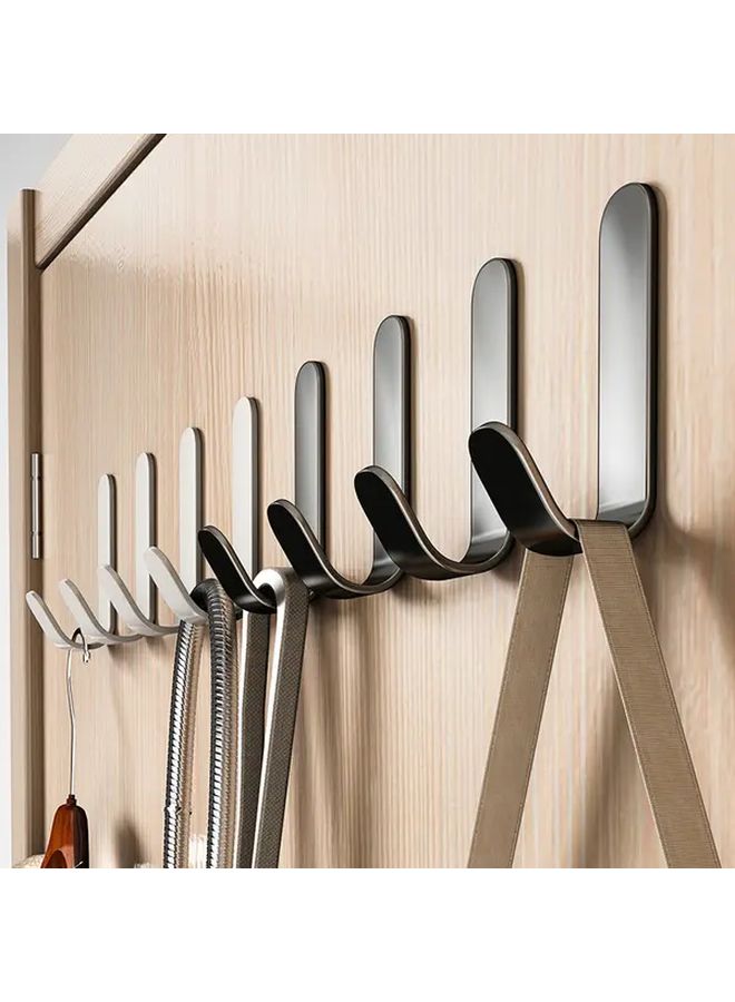 White 6Pcs J Shaped Adhesive Hooks Strong No Drill Wall Mount for Coats Hats - Image 1