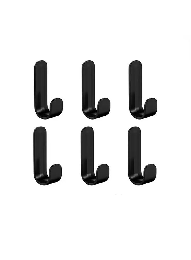 White 6Pcs J Shaped Adhesive Hooks Strong No Drill Wall Mount for Coats Hats - Image 3