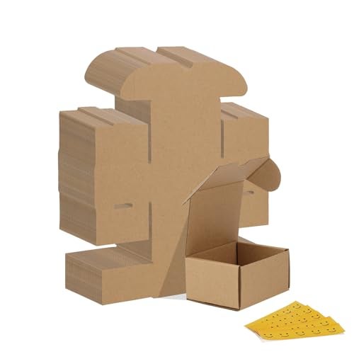 HORLIMER 4x3x2 inches Shipping Boxes Set of 50 Brown Corrugated Cardboard Box Literature Mailer - Image 1