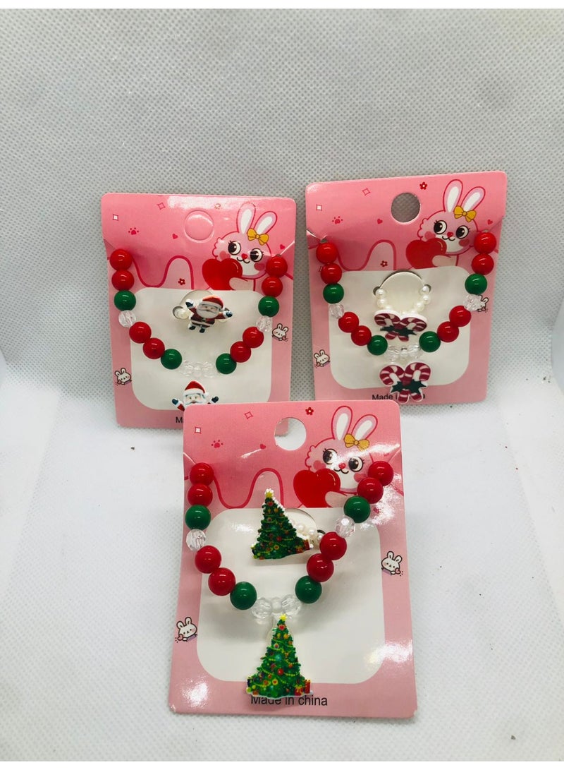 Christmas gift box + 9 gifts (Santa Claus pendant 20 cm + children's talk card, elastic and clips 14 pieces + Christmas pin brooch + Christmas earrings + large cup holder + scented candle + bracelet and ring accessory set + Santa Claus collar clip + 15 cm cherry tree branch) - Image 3