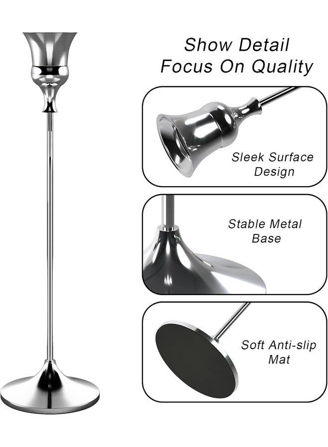 DUNISO Silver Metal Candle Holder, Table Decorative Candlestick Holder with Sturdy Non- slip Base for Wedding Celebration Tables, Anniversary Dinner Gatherings, Sophisticated Dining Room Displays and Any Special Occasion Decor ﻿ - Image 3