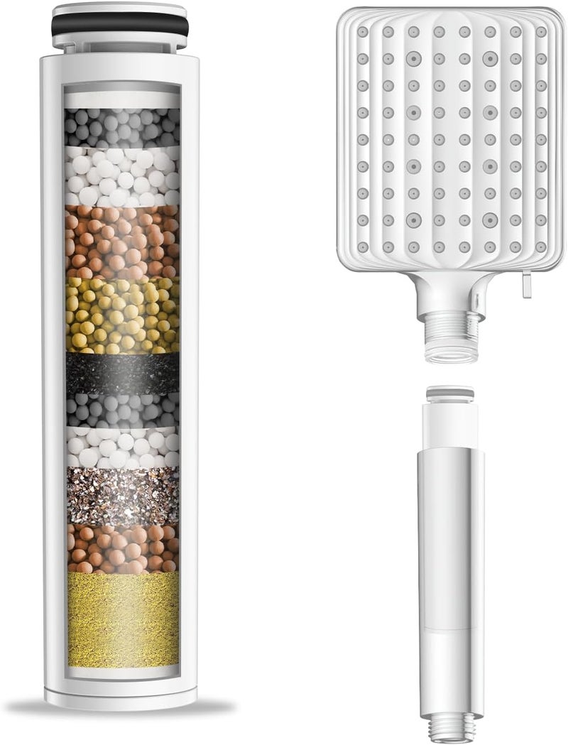 MakeFit Shower Head Filter for Handheld Shower Head, 1 Pack Replacement Water Softener Filters for Hard Water - Remove Chlorine and Harmful Substances to Protect Your Skin & Hair - Image 2