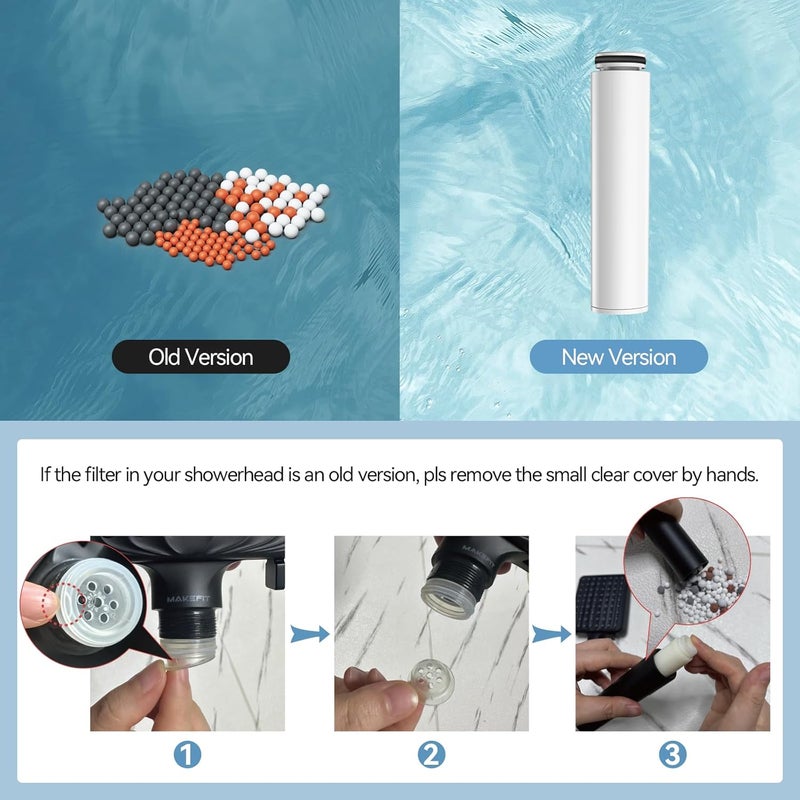 MakeFit Shower Head Filter for Handheld Shower Head, 1 Pack Replacement Water Softener Filters for Hard Water - Remove Chlorine and Harmful Substances to Protect Your Skin & Hair - Image 4