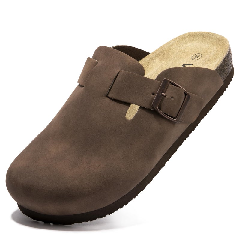 Vayfio Womenâ€˜s Suede Clogs Potato Shoes Cork Footbed Sandals Comfort Mules with Arch Support Slip On Slippers Tan 09 - Image 1