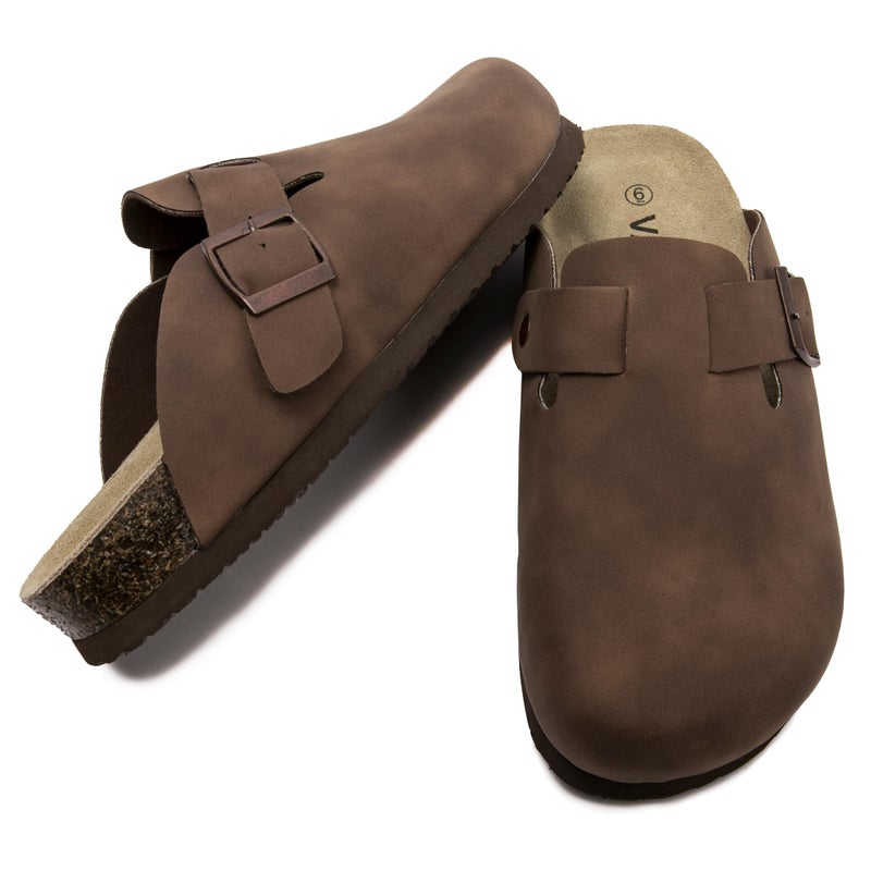 Vayfio Womenâ€˜s Suede Clogs Potato Shoes Cork Footbed Sandals Comfort Mules with Arch Support Slip On Slippers Tan 09 - Image 5