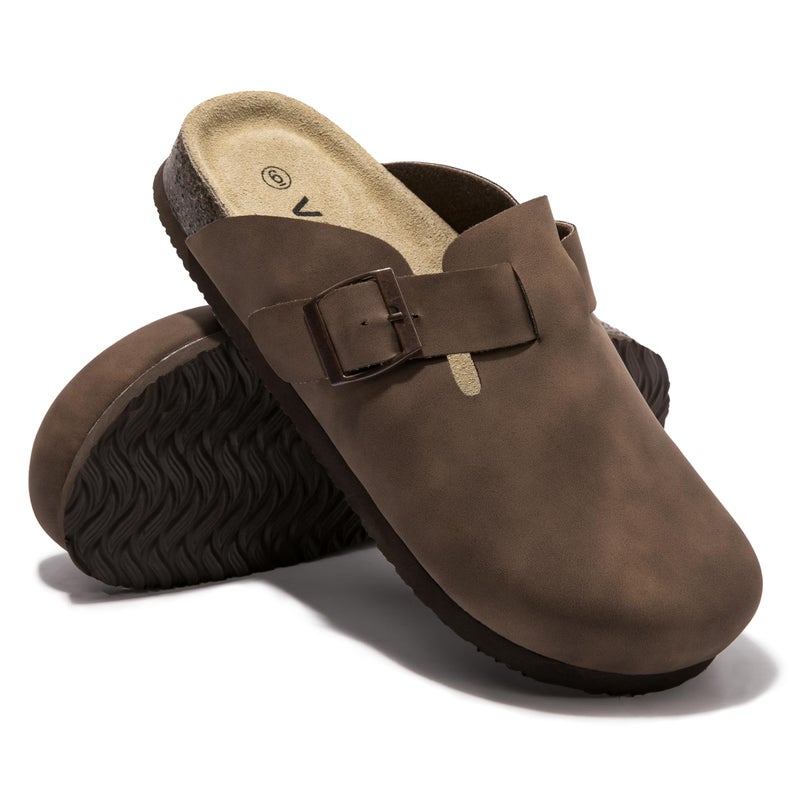 Vayfio Womenâ€˜s Suede Clogs Potato Shoes Cork Footbed Sandals Comfort Mules with Arch Support Slip On Slippers Tan 09 - Image 4