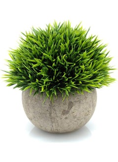 Generic 2Pcs Mini Artificial Potted Plants,Fake Bonsai Ball Plant Small Faux Greenery for Home Office Bathroom Kitchen and Outdoor Decor , Green  - Image 1