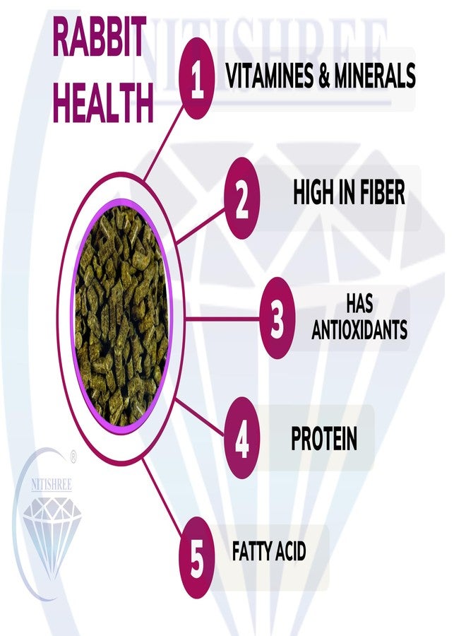 نيتيشري جودة ممتازة لجميع أنواع الأرانب، حبيبات طعام جافة مع العناصر الغذائية الأساسية ومحتوى عالٍ من الألياف للأرانب الصغيرة والبالغة (1000 جم) - Image 4