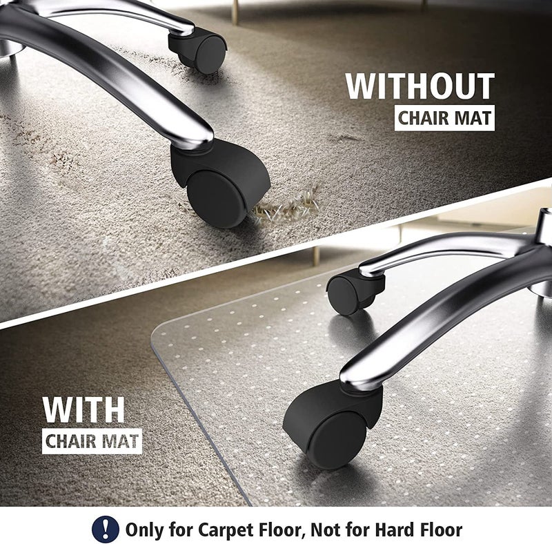 Azadx Chair Mat for Carpet 60"x 48" Large Office Chair Mat for Carpeted Floors, Carpet Protector Floor Mats on Low Pile Carpets Easy Glide Rolling Plastic Desk Computer Chairs Mats for Home - Image 2