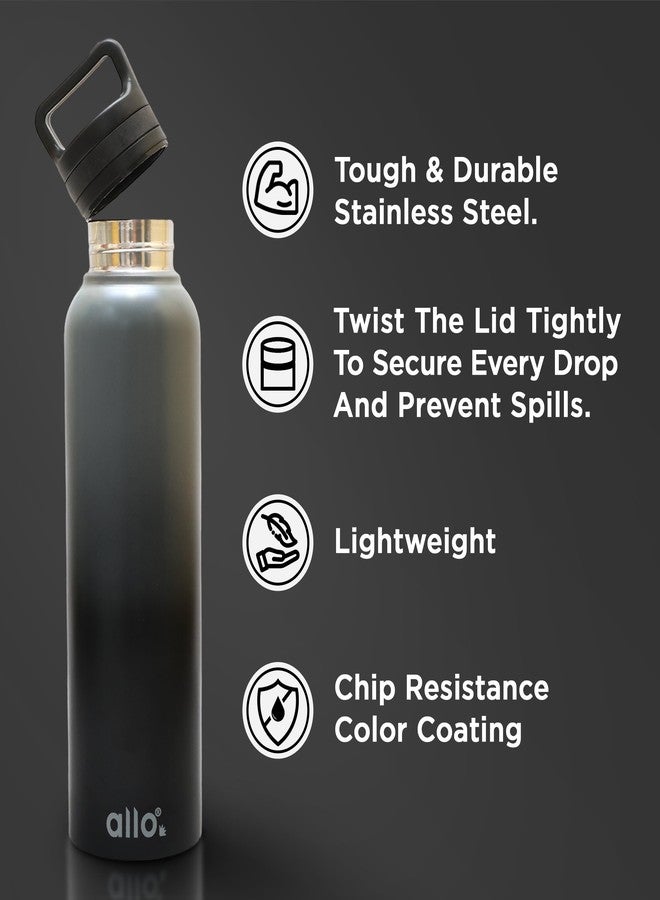 Allo Steel Water Bottles Stainless Steel Water Bottle For Adults, Kids 1 Litre Water Bottles For School, Office, Sports, Gym 1L Water Bottle For Men And Women, Dark Grey And Black Handle Cap, 1000ml - Image 5