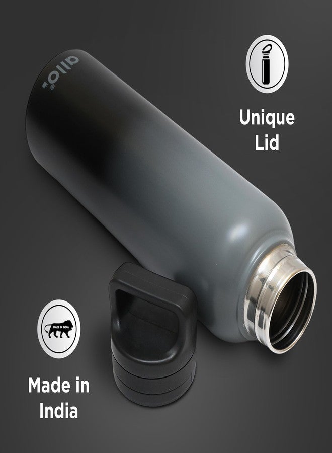 Allo Steel Water Bottles Stainless Steel Water Bottle For Adults, Kids 1 Litre Water Bottles For School, Office, Sports, Gym 1L Water Bottle For Men And Women, Dark Grey And Black Handle Cap, 1000ml - Image 3