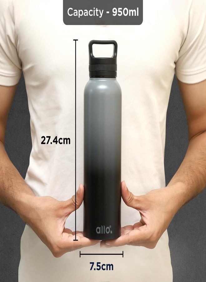 Allo Steel Water Bottles Stainless Steel Water Bottle For Adults, Kids 1 Litre Water Bottles For School, Office, Sports, Gym 1L Water Bottle For Men And Women, Dark Grey And Black Handle Cap, 1000ml - Image 4