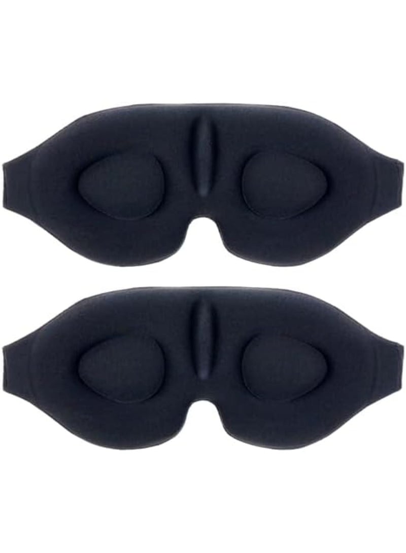 SYOSI 3D Contoured Sleep Eye Masks for Men and Women, 2-Pack, Adjustable Strap, Light Blocking Blindfold Ideal for Eyelash Extensions - Image 1