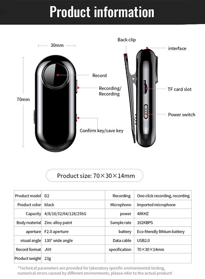 Generic 128GB Body Mini Camera Sports Audio Video Activated Voice Recorder Espia Listenning Device with Microphone 1080P Cam Camcorder  - Image 4