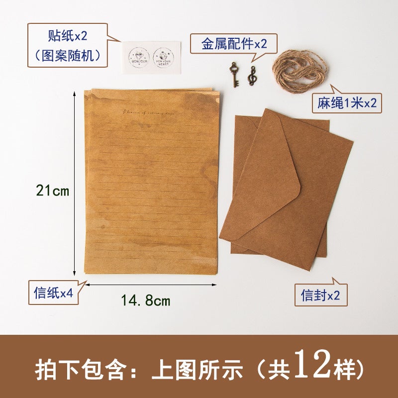 Creative Aesthetic Retro Envelope Letter Paper Set Aesthetic Envelope Letter Paper European-Style Retro Fire Paint Envelope Letter Paper - Image 1