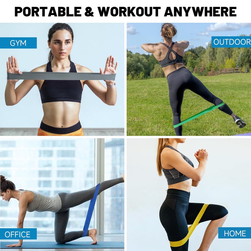 ROSAPOAR Resistance Loop Exercise Bands for Working Out, Fitness Elastic Bands, Workout Bands for Home Gym, Stretching, Yoga, Pilates, Physical Therapy (5pcs Set) - Multicolor - Image 5
